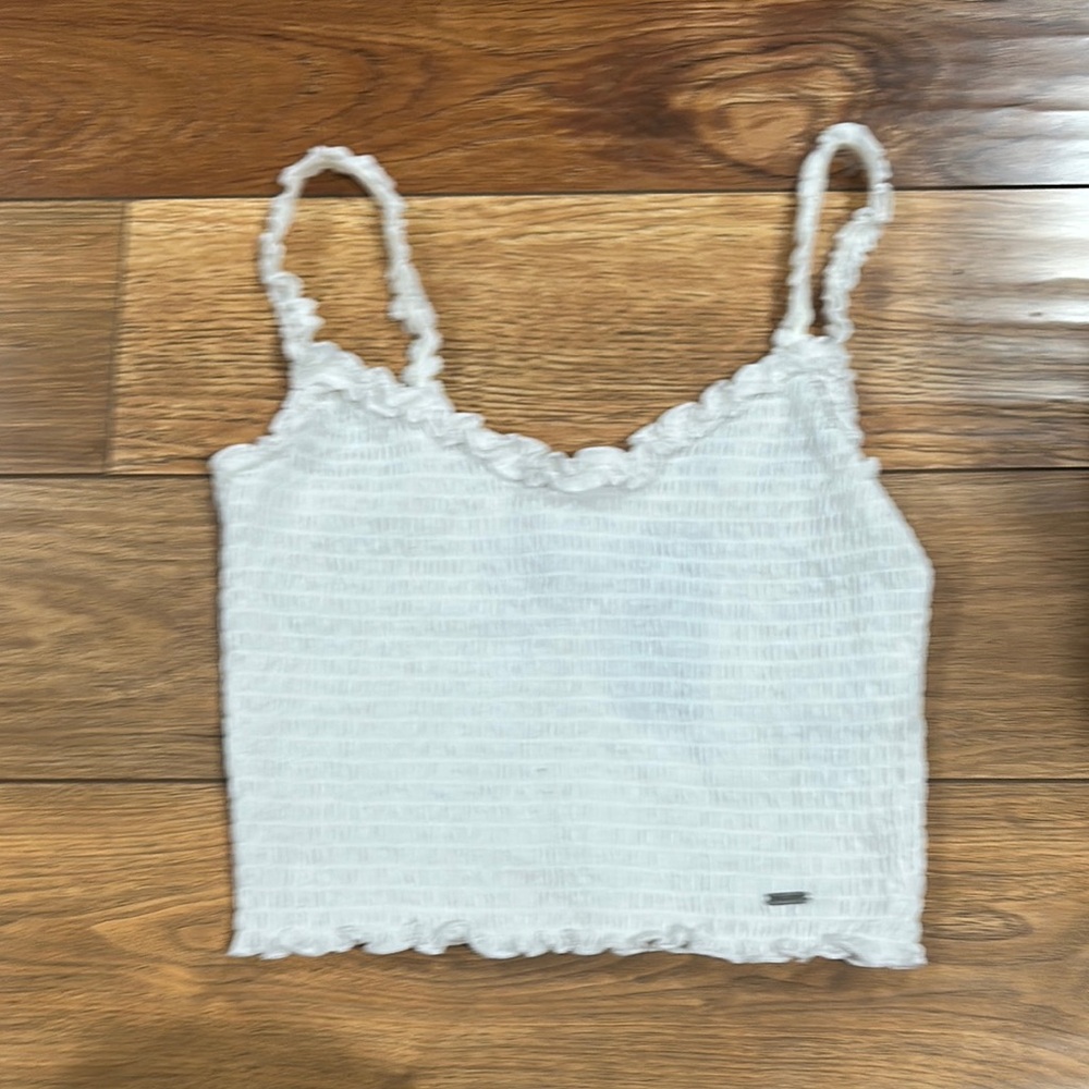 Hollister White Ribbed Sleeveless Crop Camisole